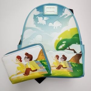 Disney UP Carl & Ellie in Love Cloud Watching Loungefly Mini Backpack & Wallet